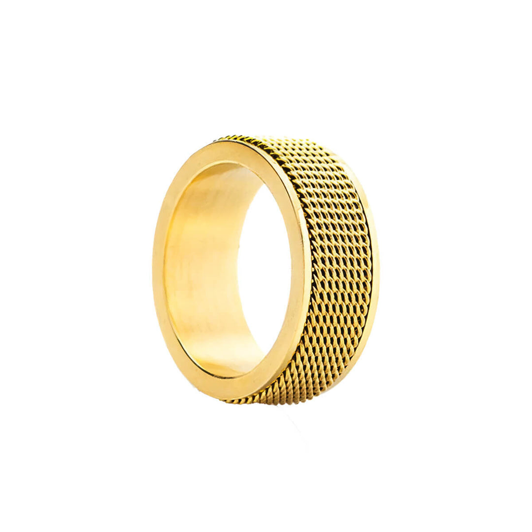 Gold Anti-Stress Ring with Cross-Hatch Texture (316L Stainless Steel)