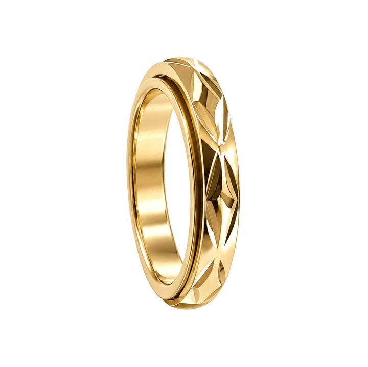 Gold Faceted Rotating Anti-Stress Ring, 4 mm (18K PVD-Coated 316L Stainless Steel)