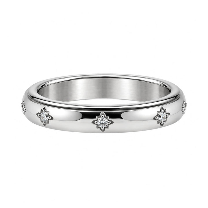 Rotating Anti-Stress Ring with Zirconia Accents, 4 mm (316L Stainless Steel)