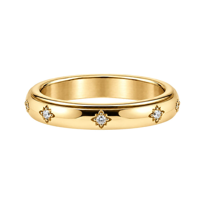 4 mm Rotating Anti-Stress Ring with Gold Zirconia Accents (18K PVD-Coated 316L Stainless Steel)