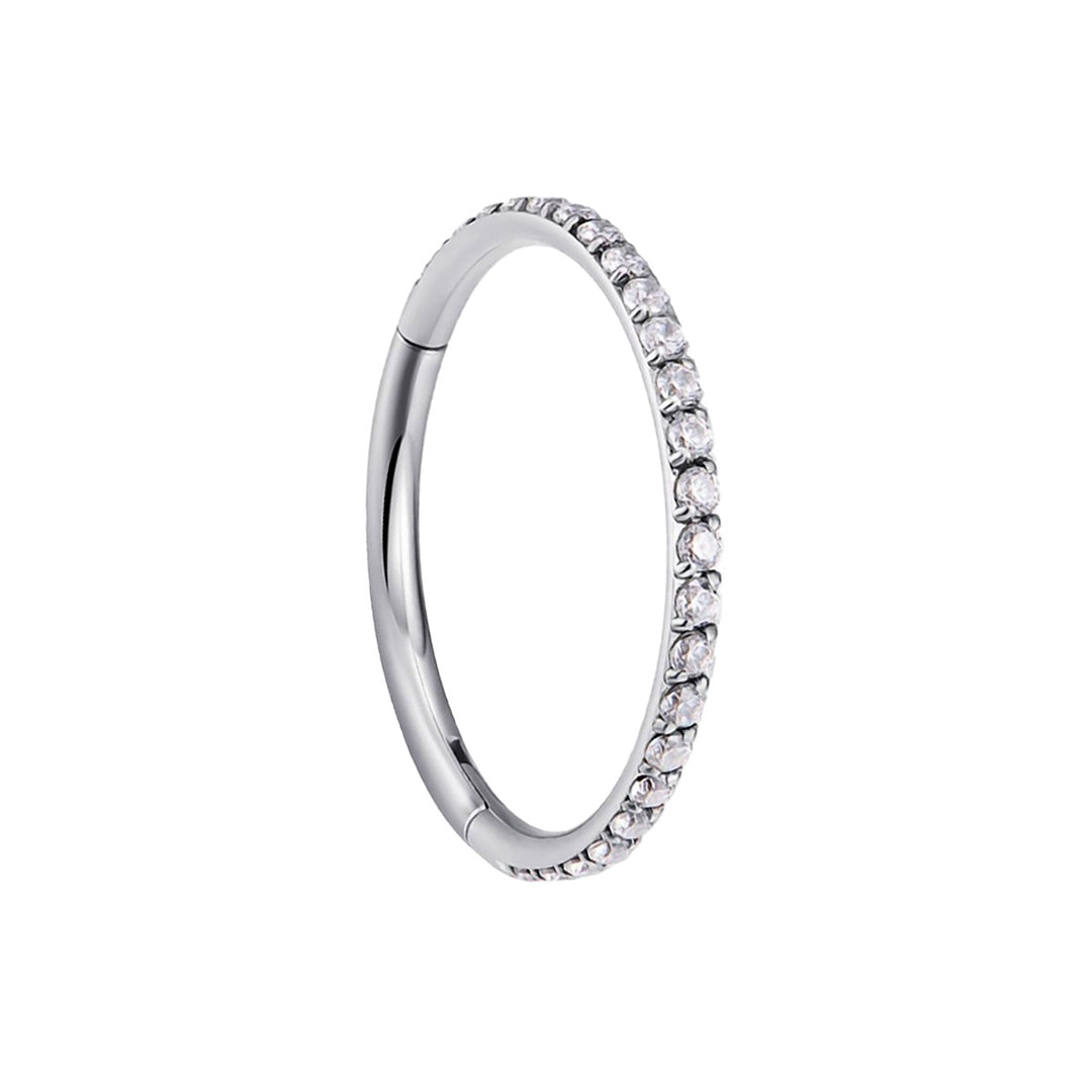 Hinged segment ring CZ pebble clicker 1.0mm (Titanium G23)
