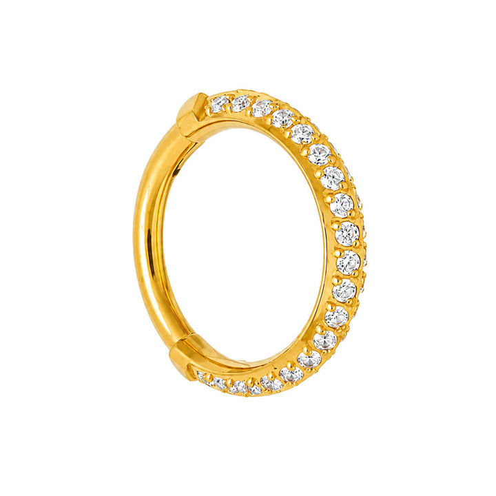 Gold plated zirconia stoned segment ring 1.2mm (PVD Titanium G23)