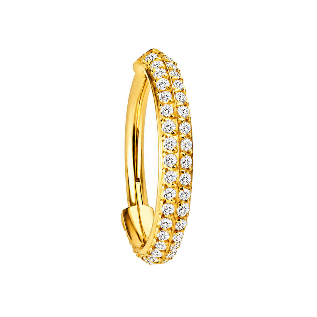 Gold plated zirconia stoned segment ring 1.2mm (PVD Titanium G23)