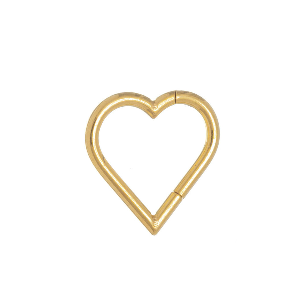 Gold plated heart clicker hinged ring 1.2mm (PVD Titanium G23)