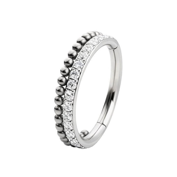 Zirconia clicker ring with titanium ball in a row, 1.2 mm (Titanium G23)
