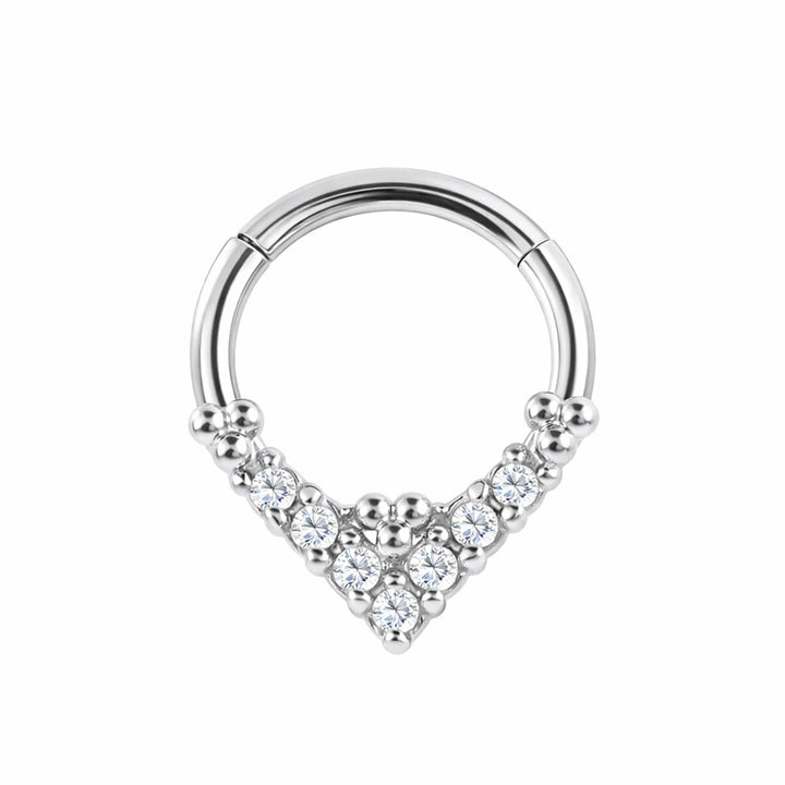 V-shaped zirconia clicker ring, 1.2 mm (316L surgical steel)