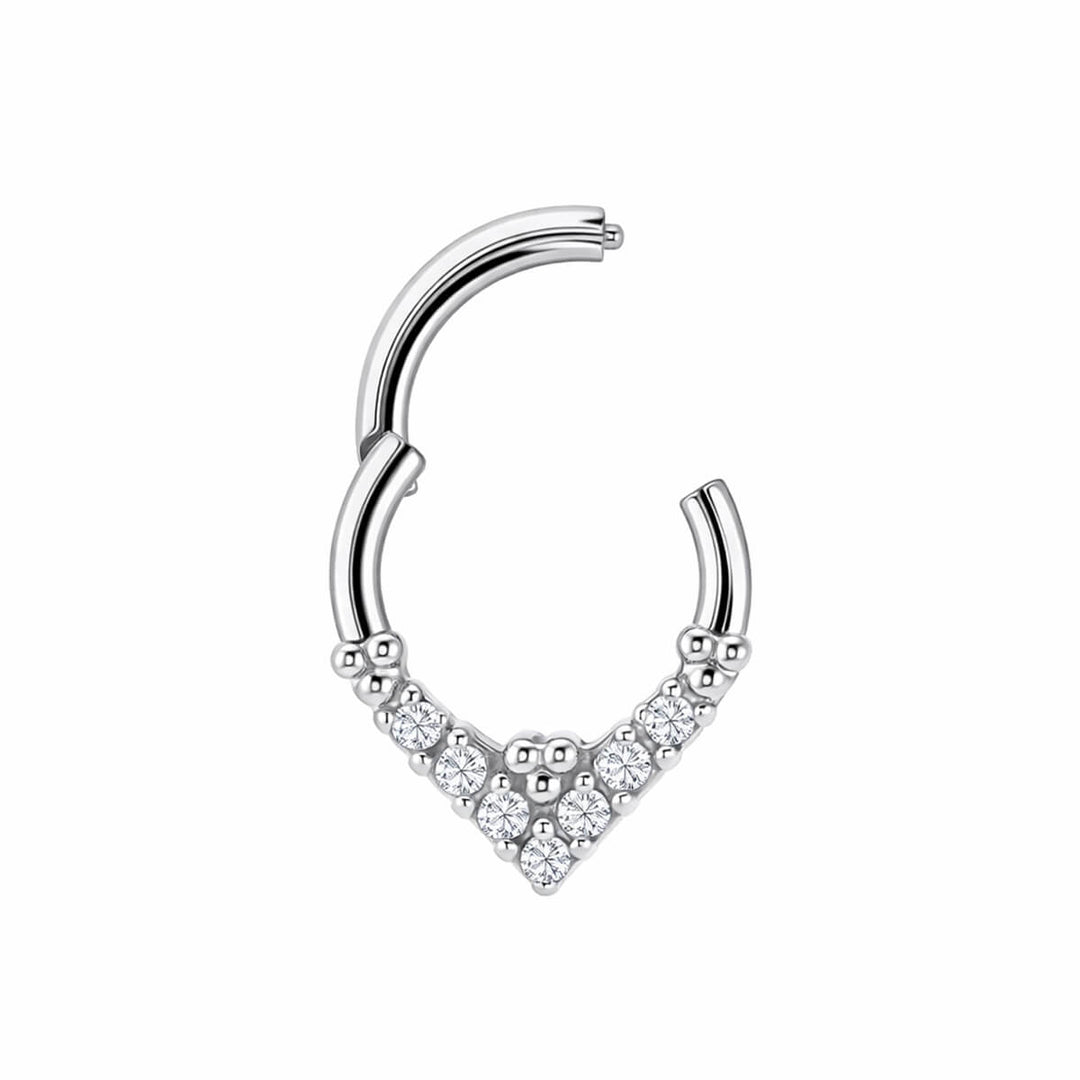 V-shaped zirconia clicker ring, 1.2 mm (316L surgical steel)