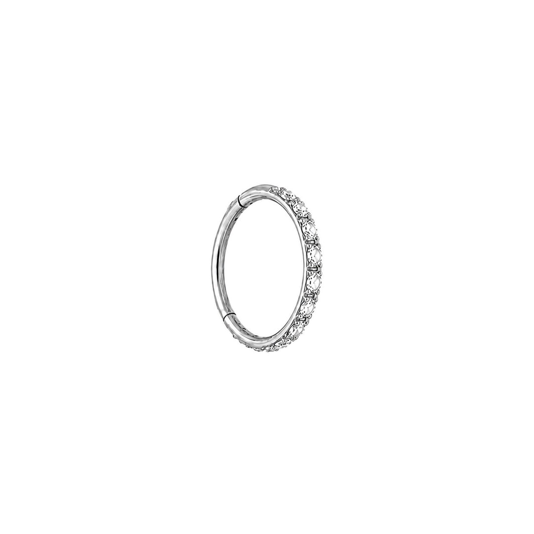 Thin titanium clicker Piercing Rings with zirconia stones, 0.8 mm (Titanium G23)