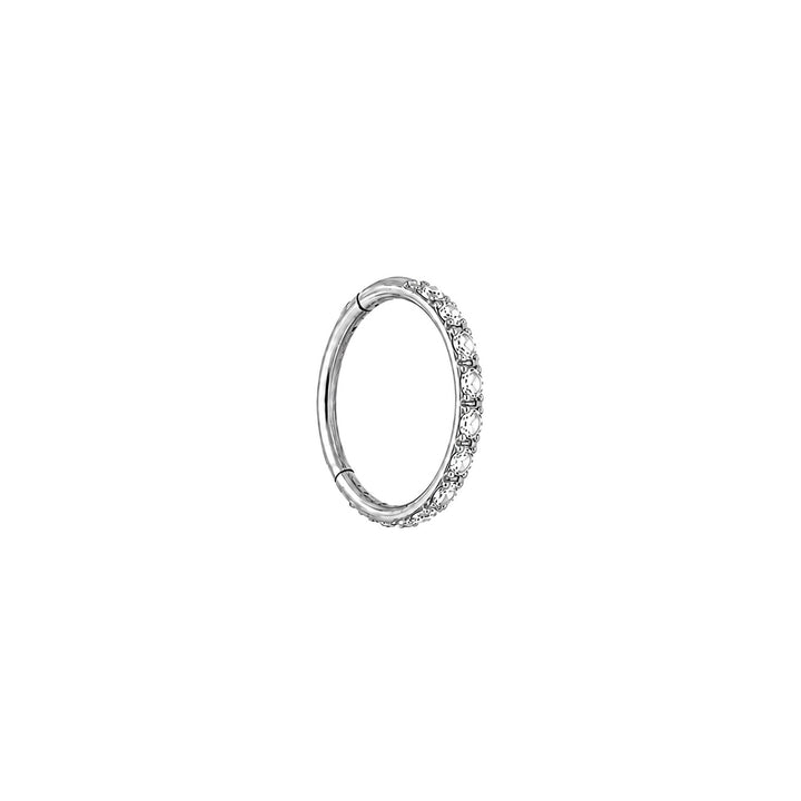 Thin titanium clicker Piercing Rings with zirconia stones, 0.8 mm (Titanium G23)