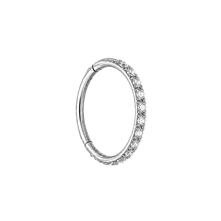 Thin titanium clicker Piercing Rings with zirconia stones, 0.8 mm (Titanium G23)
