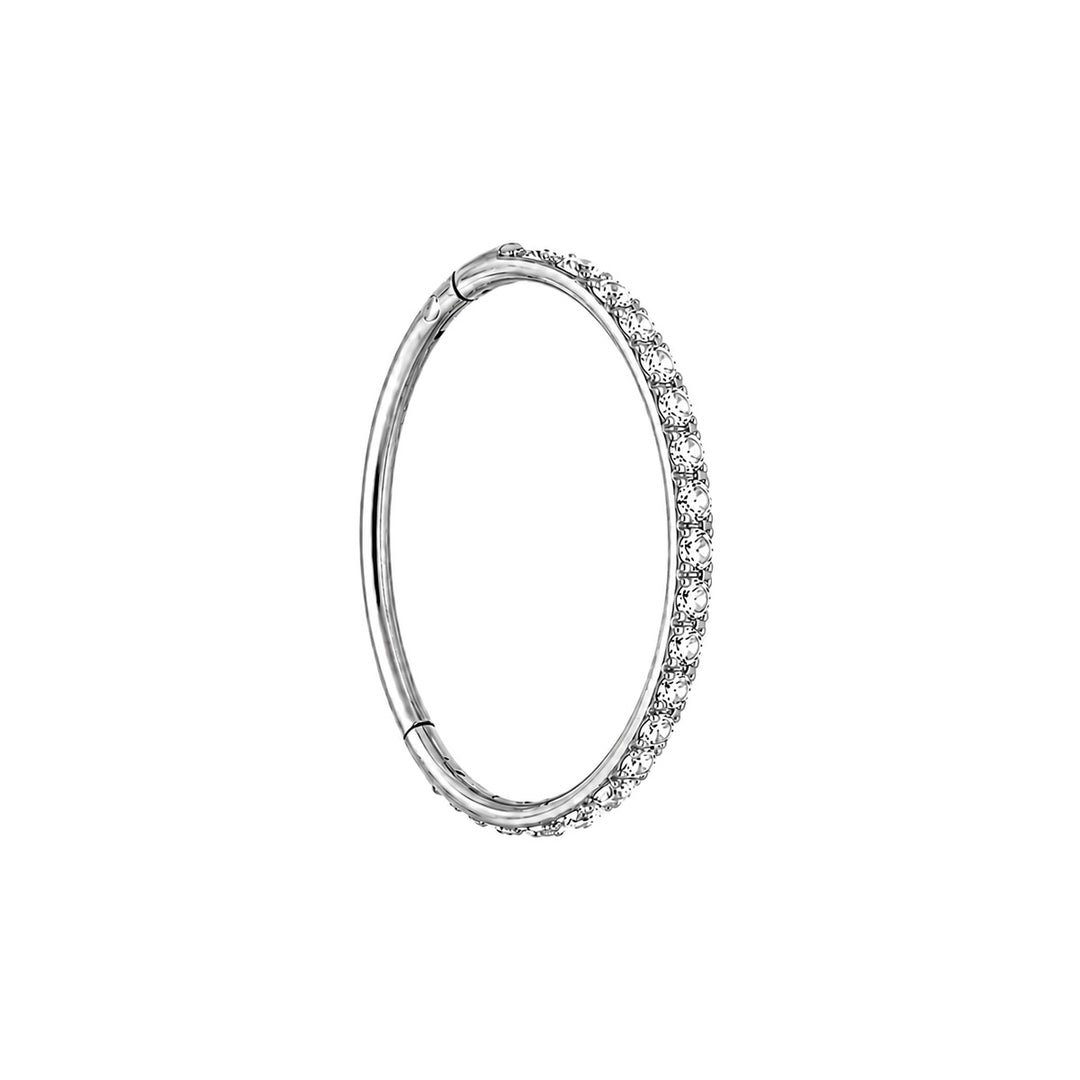 Thin titanium clicker Piercing Rings with zirconia stones, 0.8 mm (Titanium G23)