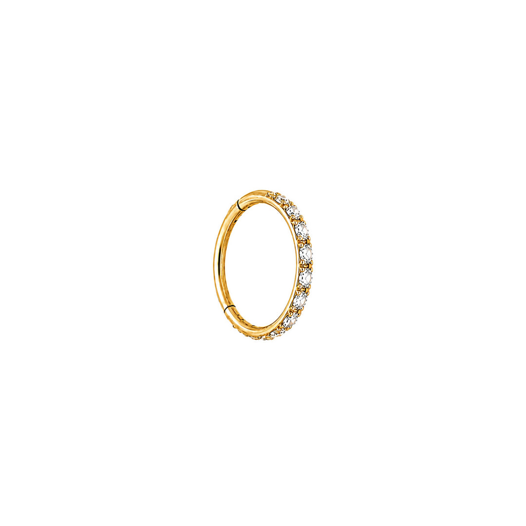 Thin gold-plated titanium clicker Piercing Rings with zirconia stones, 0.8 mm (PVD Titanium G23)