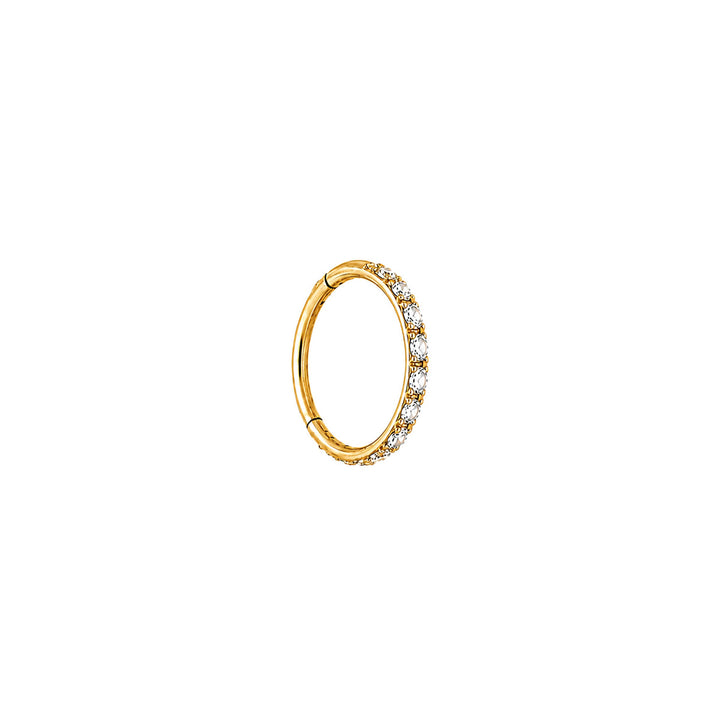 Thin gold-plated titanium clicker Piercing Rings with zirconia stones, 0.8 mm (PVD Titanium G23)