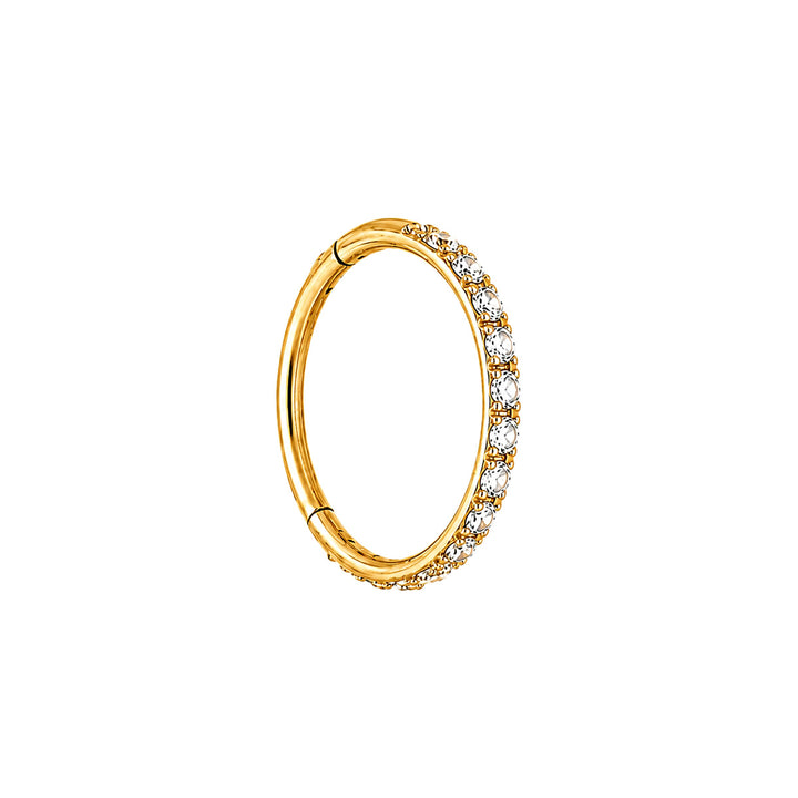 Thin gold-plated titanium clicker Piercing Rings with zirconia stones, 0.8 mm (PVD Titanium G23)