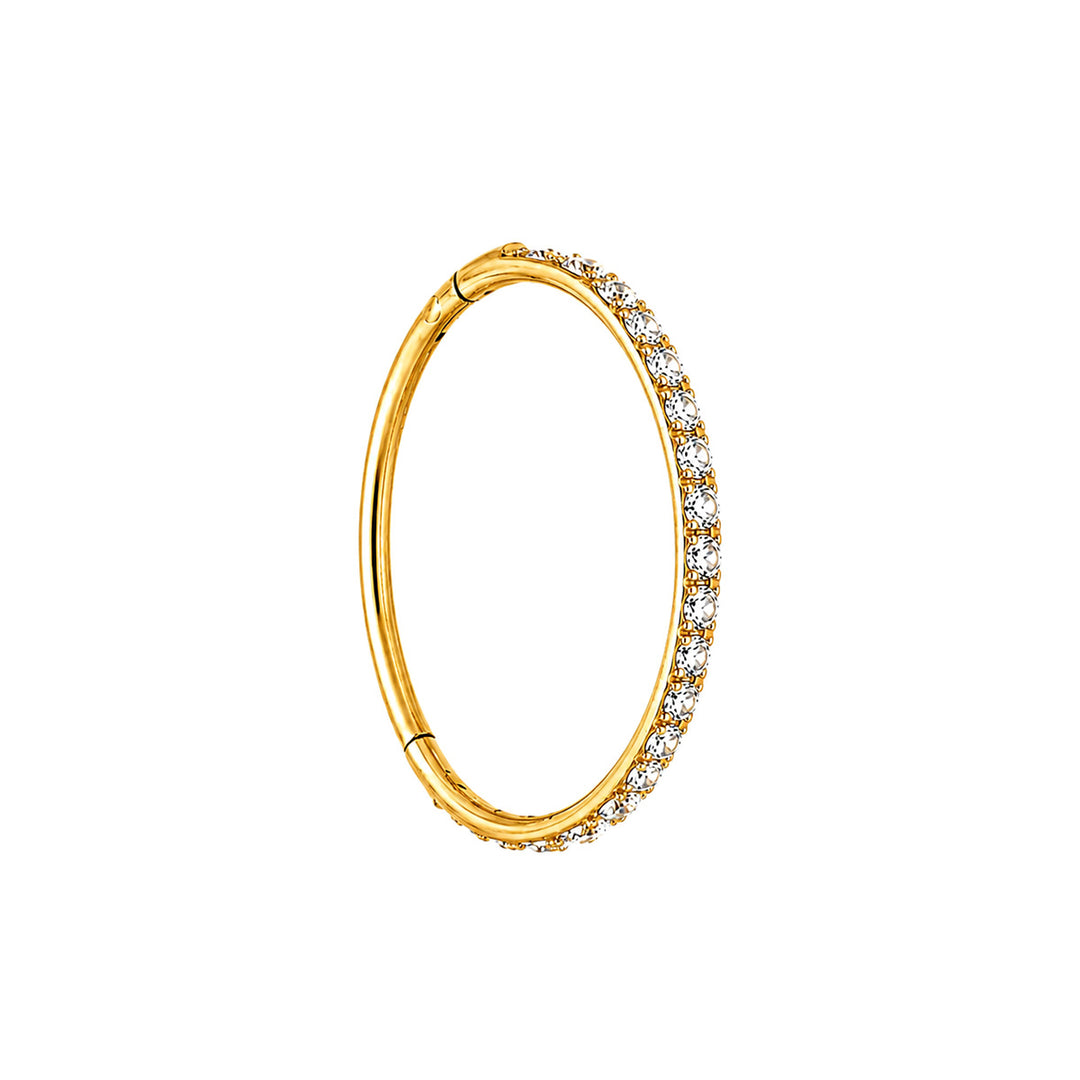 Thin gold-plated titanium clicker Piercing Rings with zirconia stones, 0.8 mm (PVD Titanium G23)