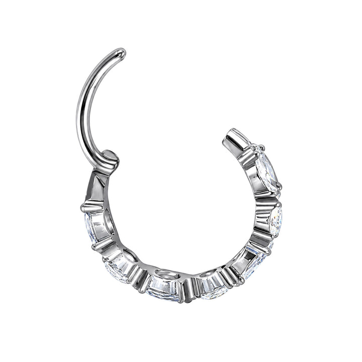 Row of zirconia clicker beads, titanium Piercing Rings 1.2 mm (Titanium G23)