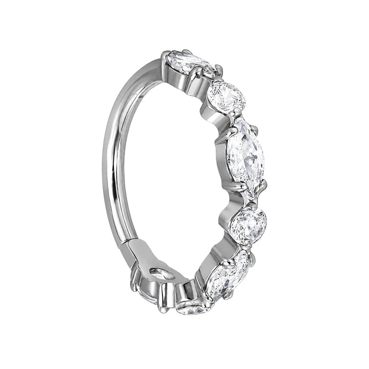 Row of zirconia clicker beads, titanium Piercing Rings 1.2 mm (Titanium G23)