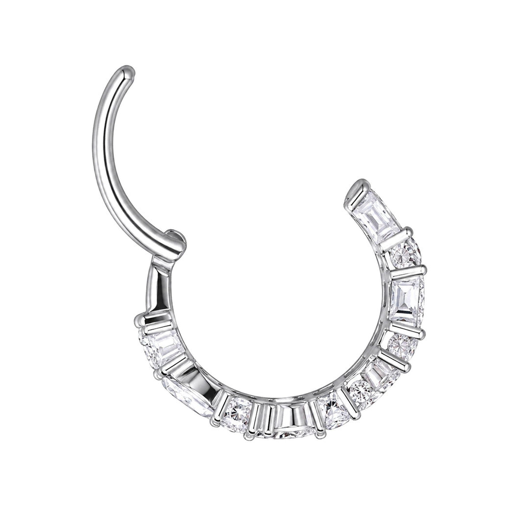 Two-row zirconia bead strand clicker Piercing Rings 1.2 mm (Titanium G23)