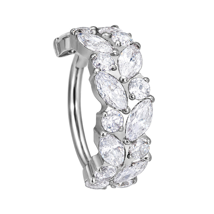 Two-row zirconia bead strand clicker Piercing Rings 1.2 mm (Titanium G23)