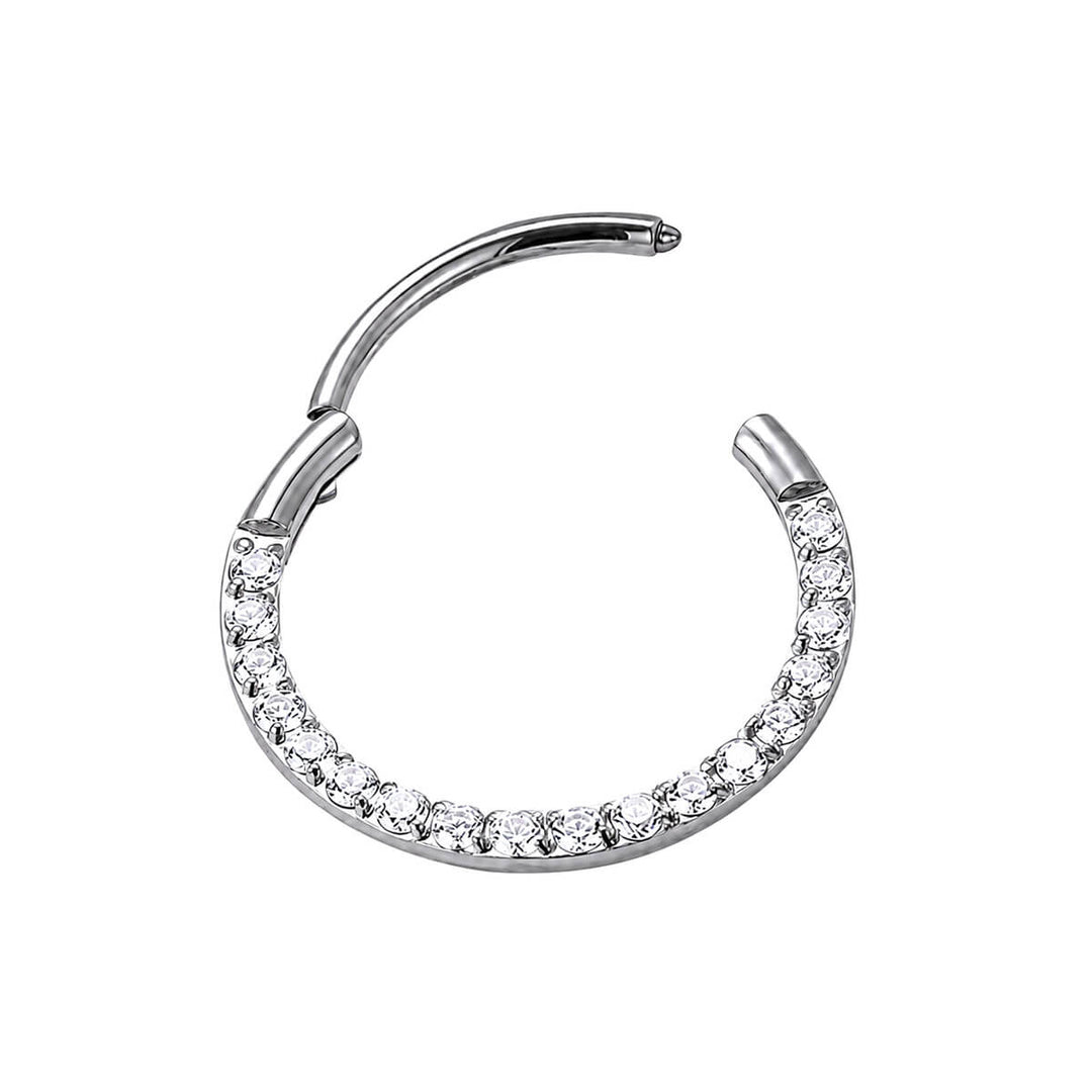 Hinged Piercing Rings zirconia clicker, 0.8 mm (Titanium G23)