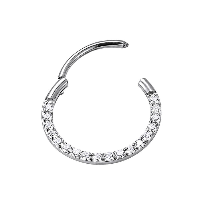 Hinged Piercing Rings zirconia clicker, 0.8 mm (Titanium G23)