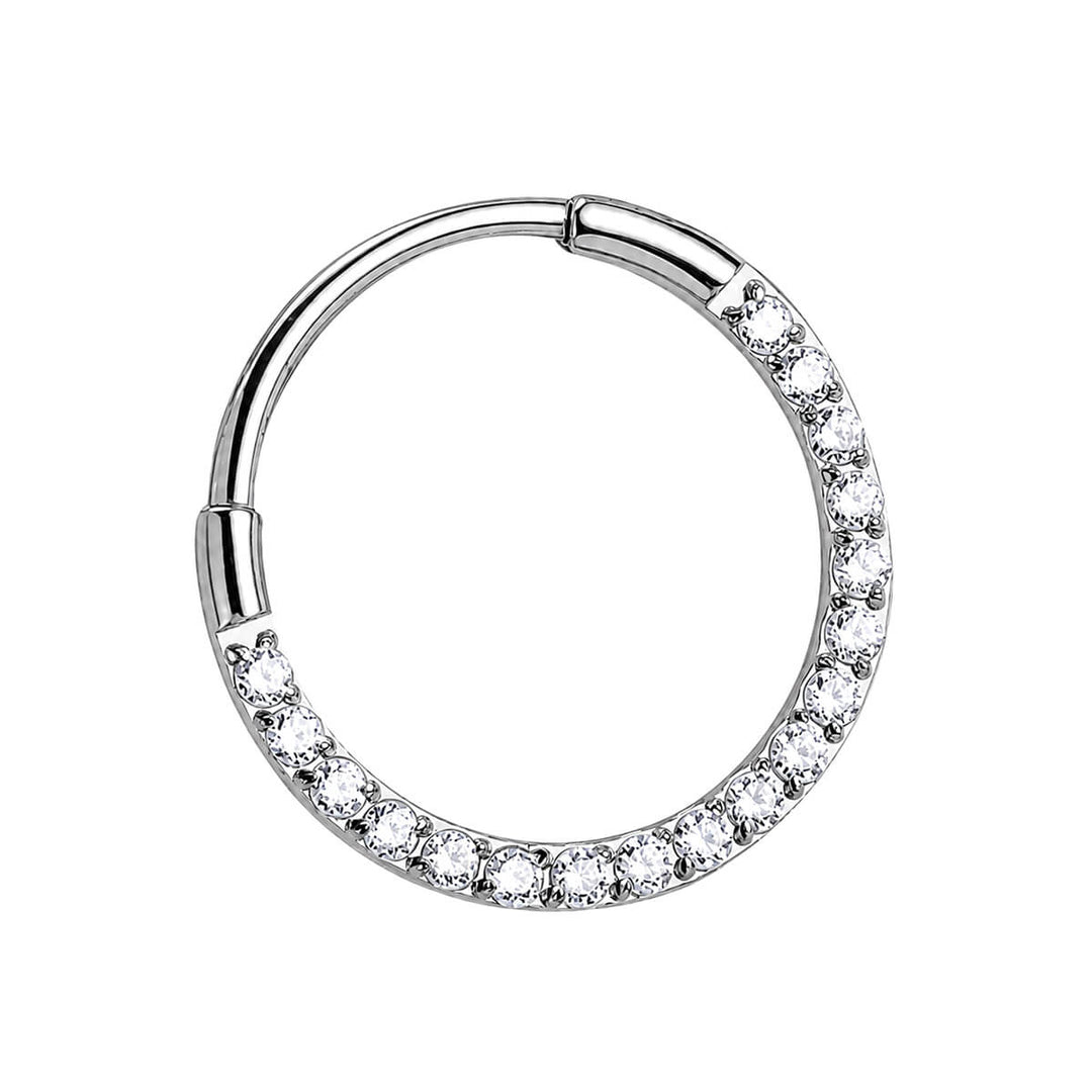 Hinged Piercing Rings zirconia clicker, 0.8 mm (Titanium G23)
