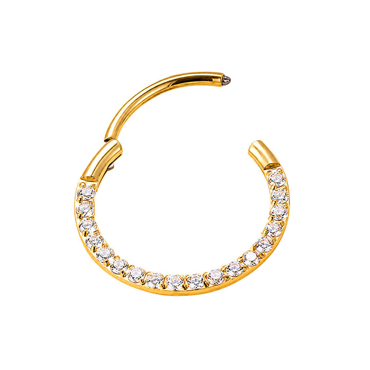 Gold-plated hinged Piercing Rings zirconia clicker, 0.8 mm (PVD Titanium G23)