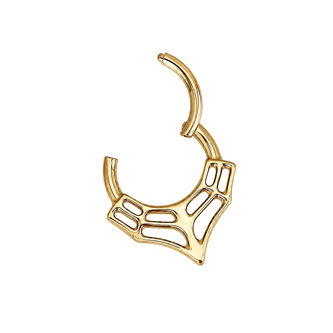 Spider Web Septum Ring, Gold Titanium Clicker, 1.2 mm (PVD Titanium G23)