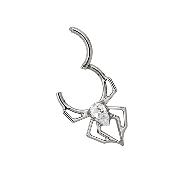 Zirconia-studded spider clicker septum ring, 1.2 mm (Titanium G23)
