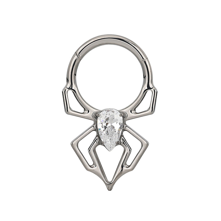 Zirconia-studded spider clicker septum ring, 1.2 mm (Titanium G23)