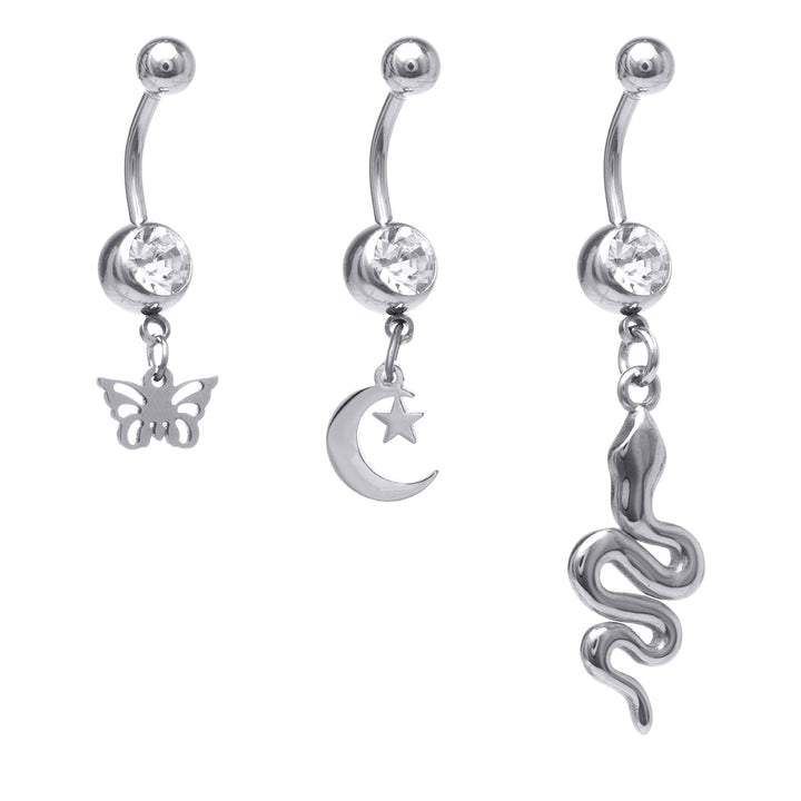 Steel stud earrings, set of 3 (100% 316L steel)