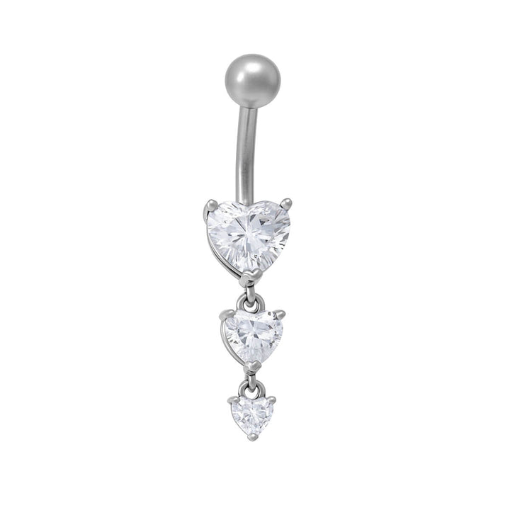 Three zirconia hearts hanging from a bangle (Steel 316L)