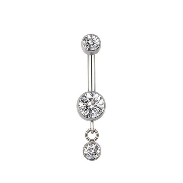 Titanium Dangling Zirconia Stone Button Necklace (Titanium G23)