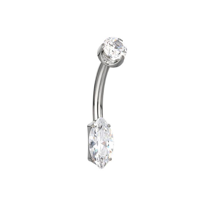 Titanium marquee zirconia stud earring (Titanium G23)