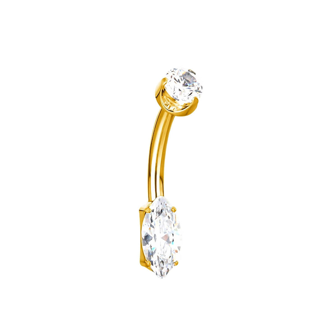 Golden marquis zirconia stud earrings (PVD Titanium G23)