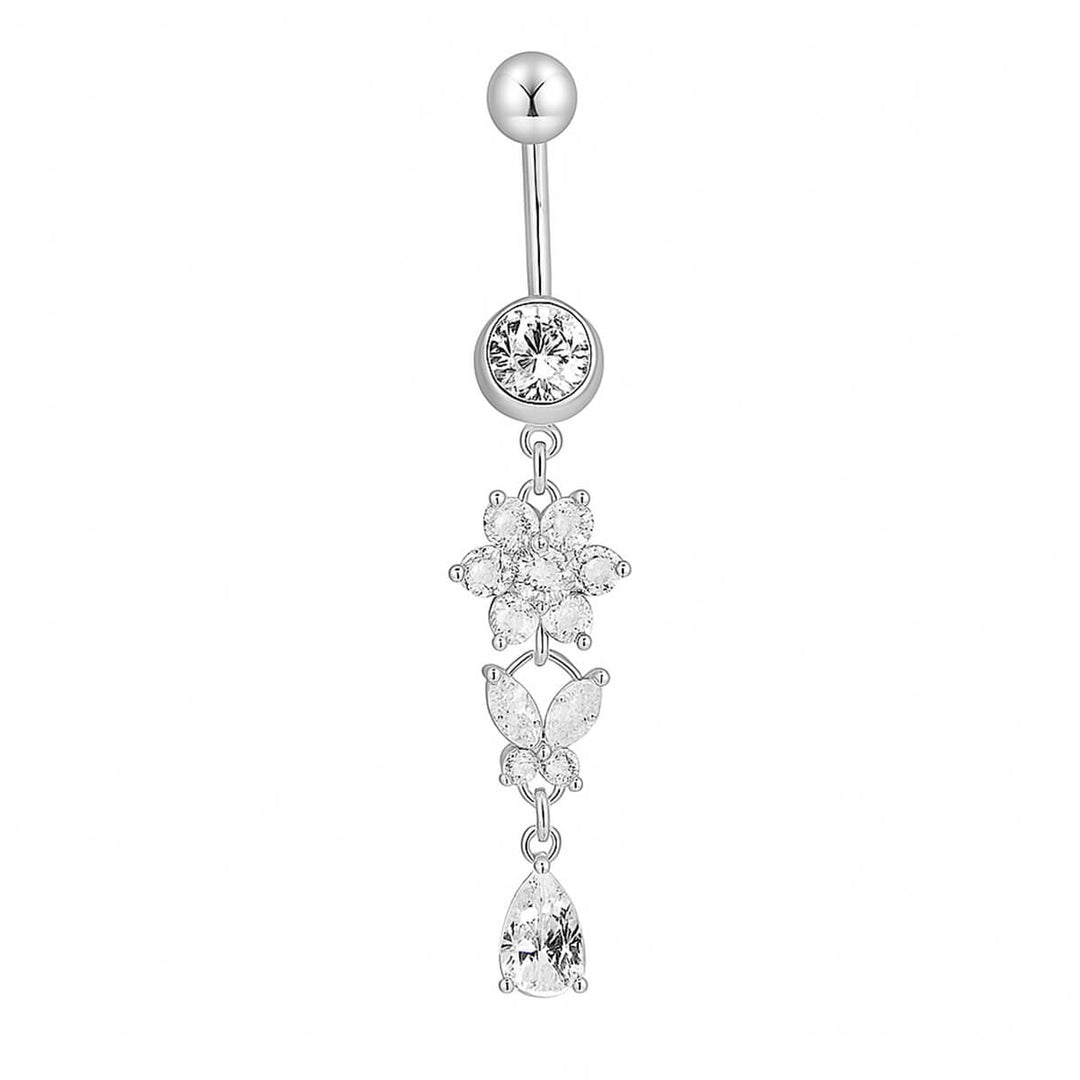 Dangle zirconia butterfly earring (316L steel)