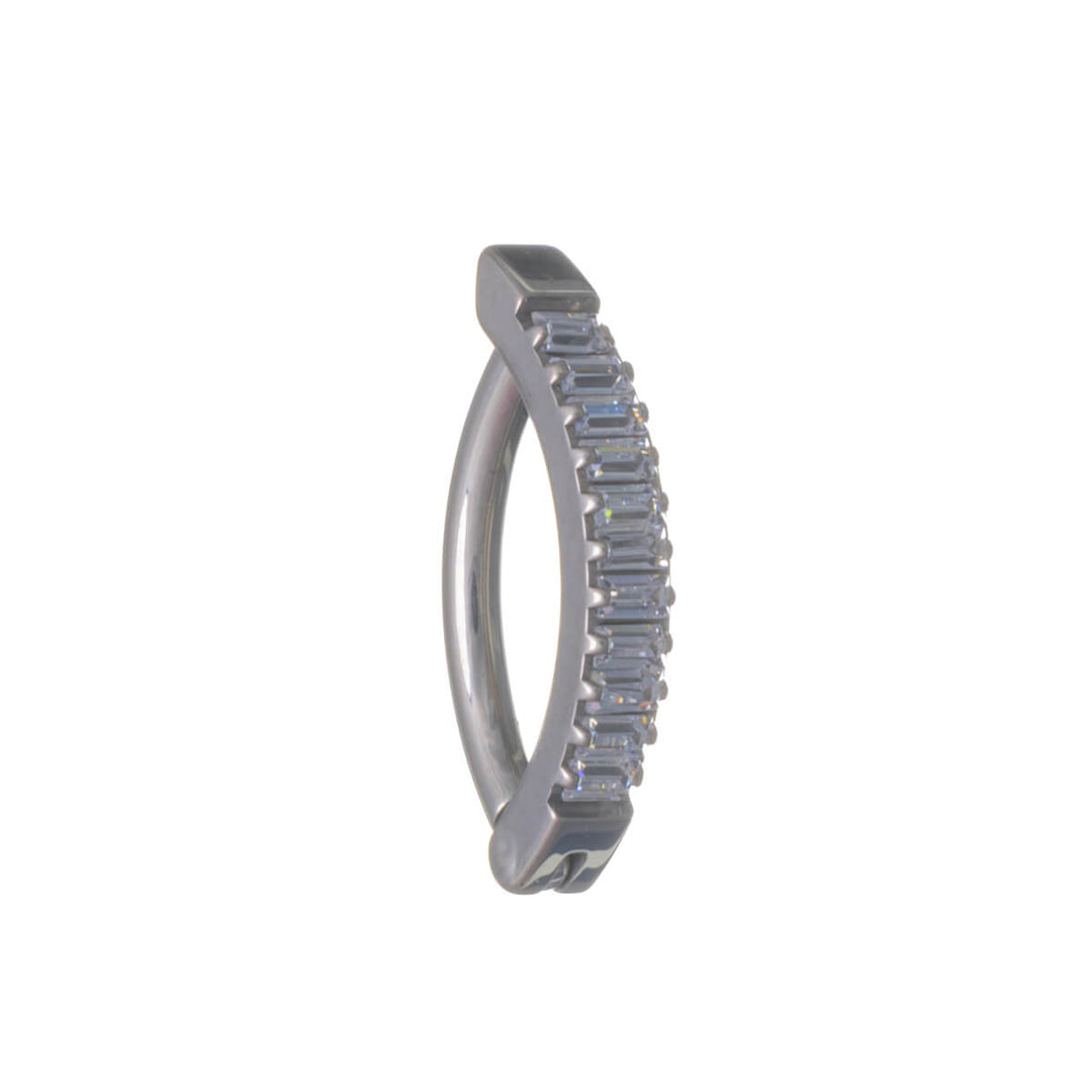 Titanium stud earring with zirconia row 1.6 mm (Clicker, G23)