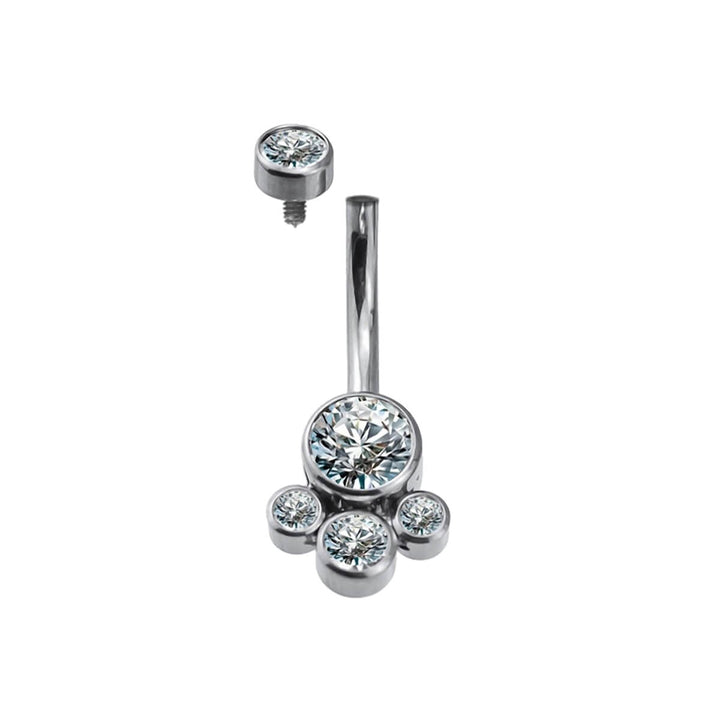 Titanium stud earring with 5 clear zirconia stones (G23 Titanium)