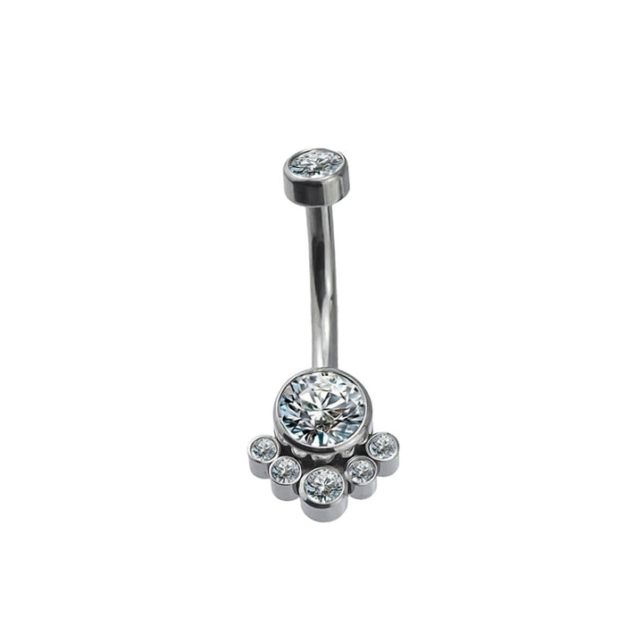 Titanium stud earring with 7 clear zirconia stones (G23 Titanium)