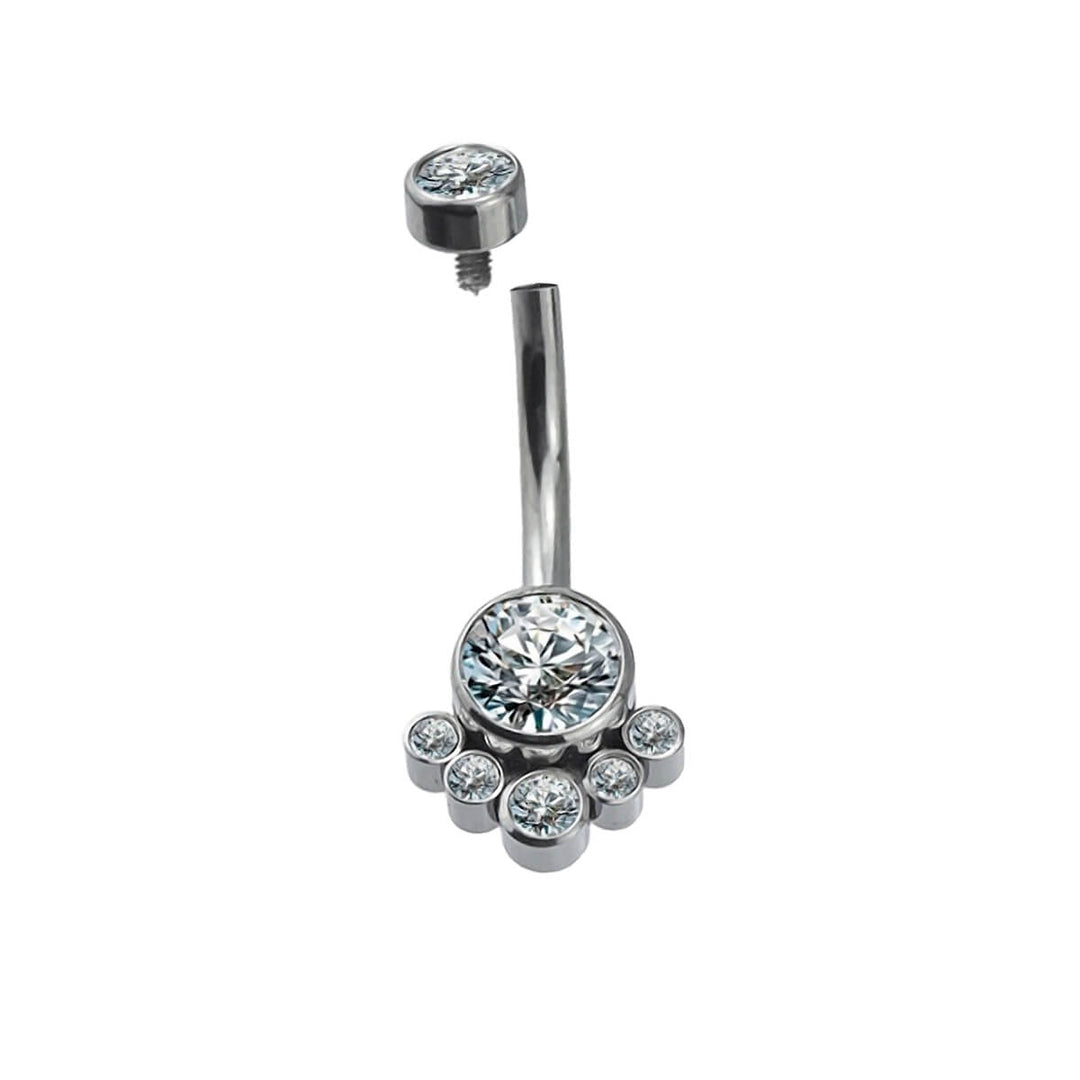 Titanium stud earring with 7 clear zirconia stones (G23 Titanium)