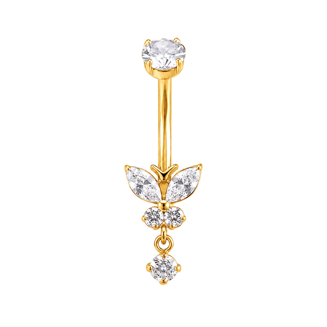 Titanium butterfly pendant with zirconia stones and a charm (G23 Titanium)