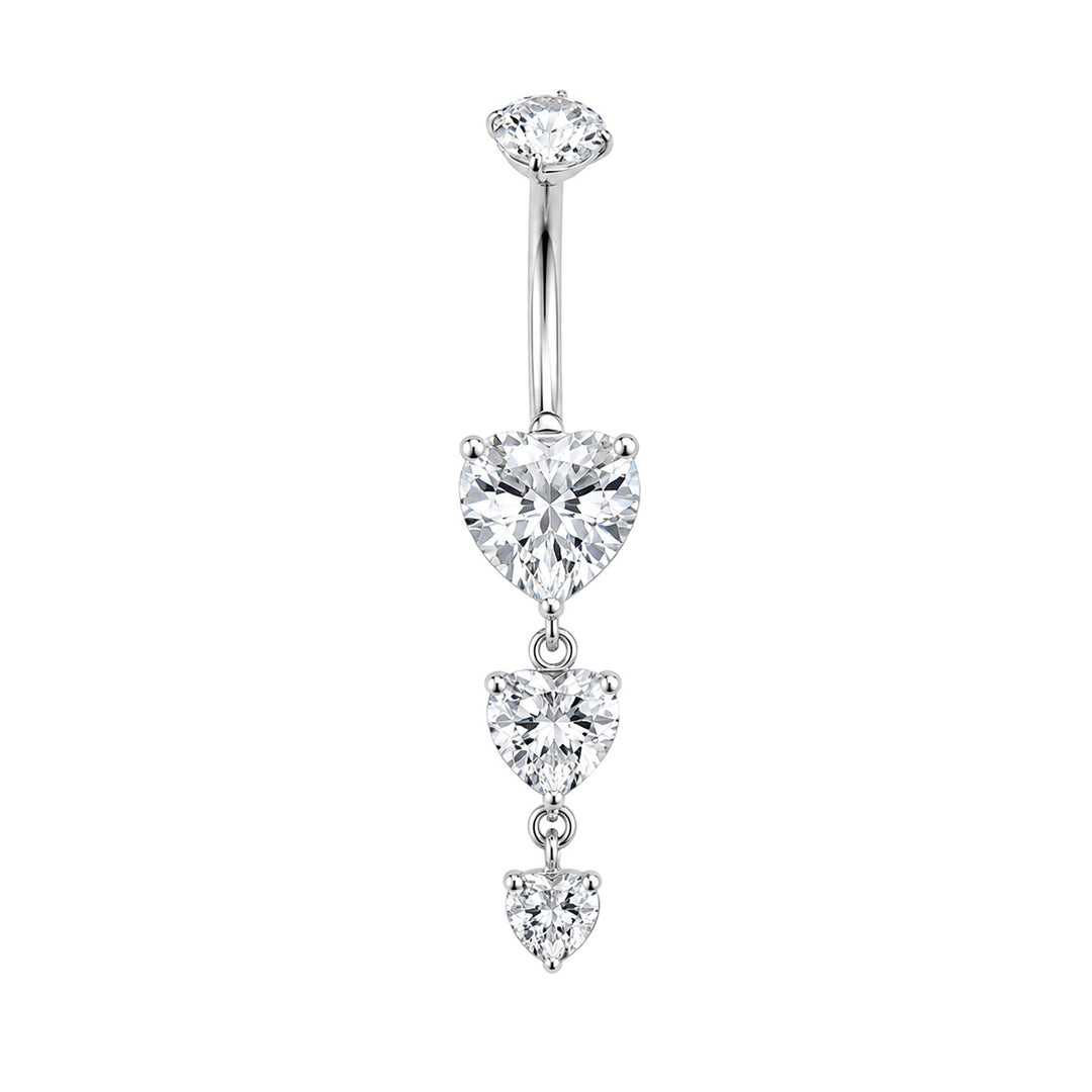 Three-heart zirconia drop-style stud earrings (G23 Titanium)
