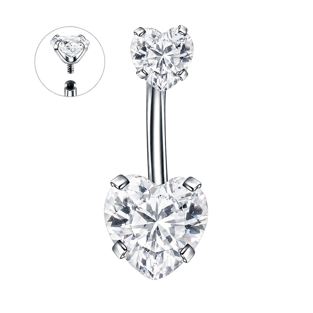 Titanium Heart Zirconia Earring (Titanium G23)