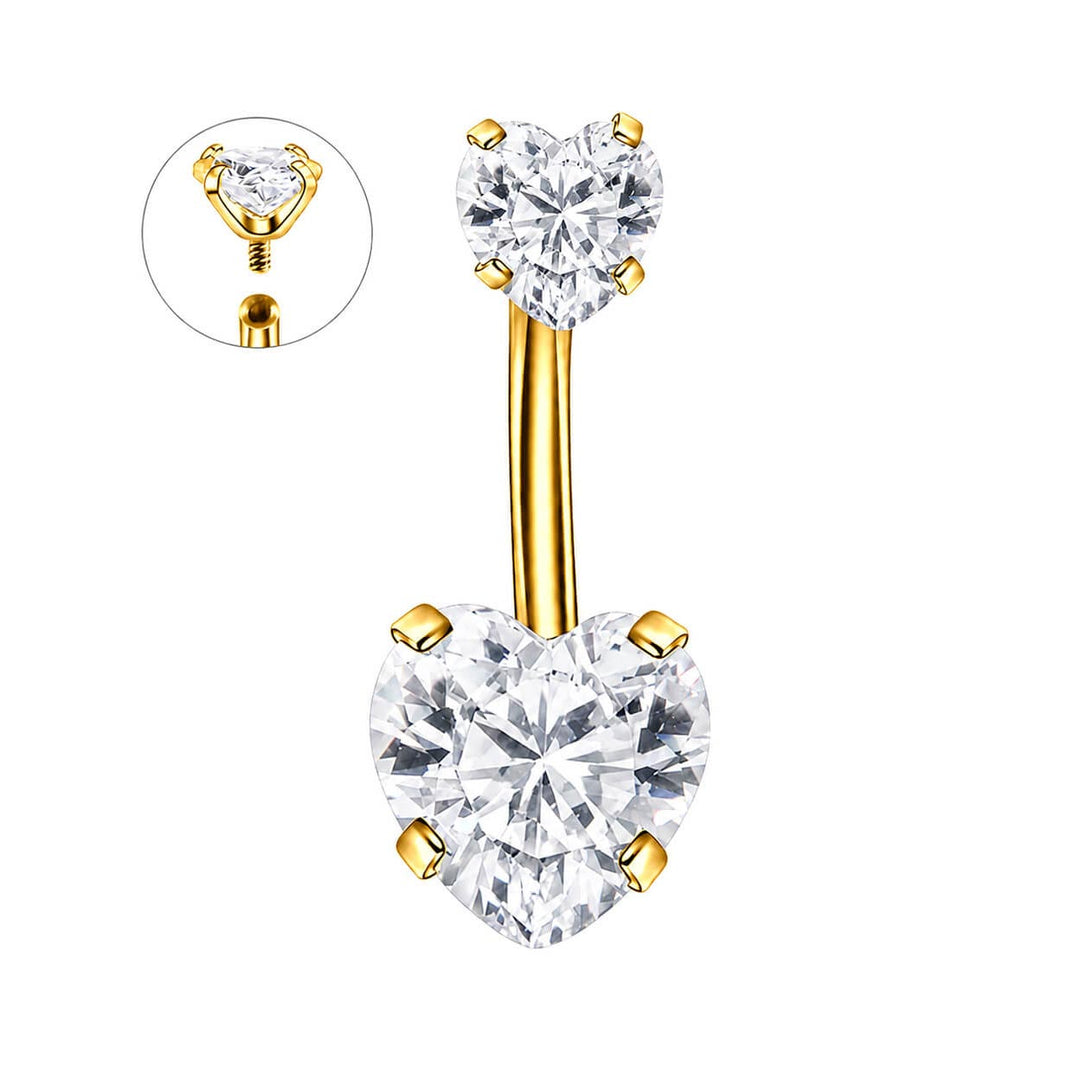 Gold-tone zirconia stud earrings (PVD-coated titanium G23)