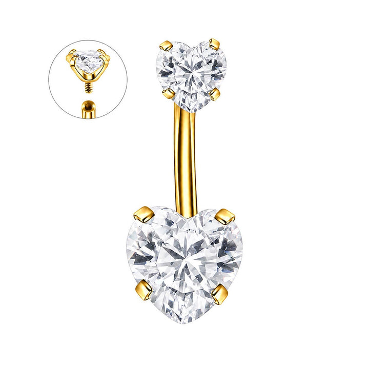 Gold-tone zirconia stud earrings (PVD-coated titanium G23)