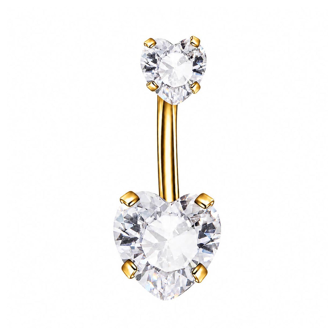 Gold-tone zirconia stud earrings (PVD-coated titanium G23)