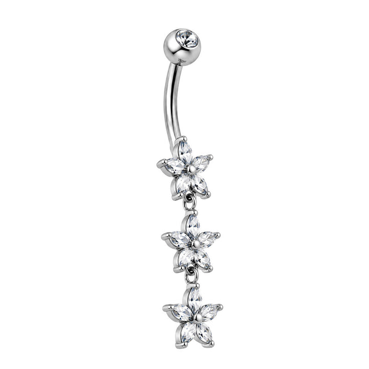 Dangle earrings with three zirconia stones (316L stainless steel)