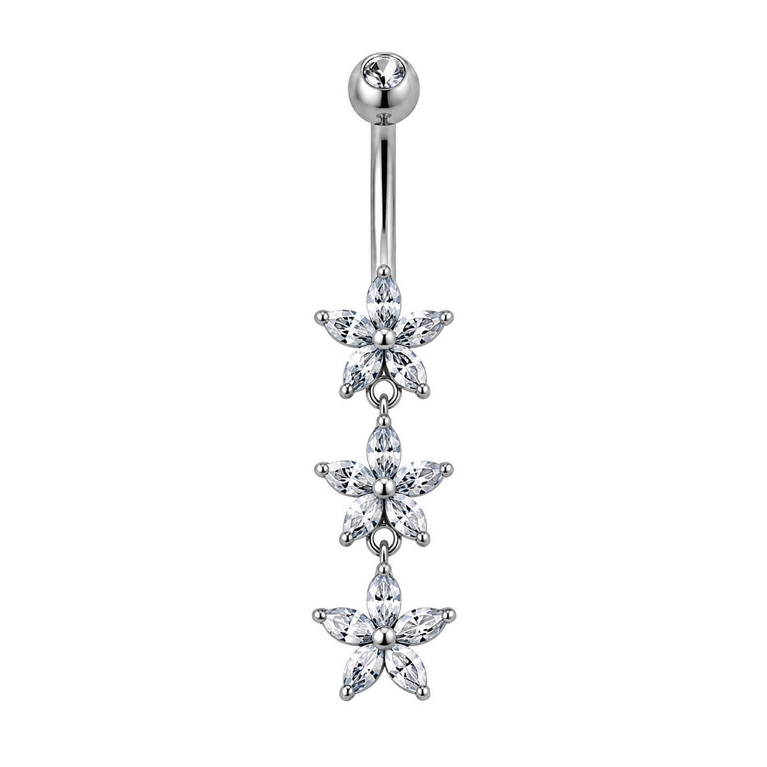 Dangle earrings with three zirconia stones (316L stainless steel)
