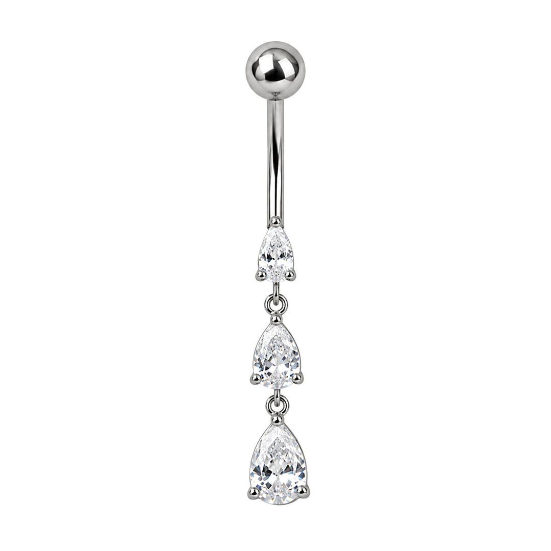Teardrop-shaped zirconia earrings with a pendant (316L stainless steel)