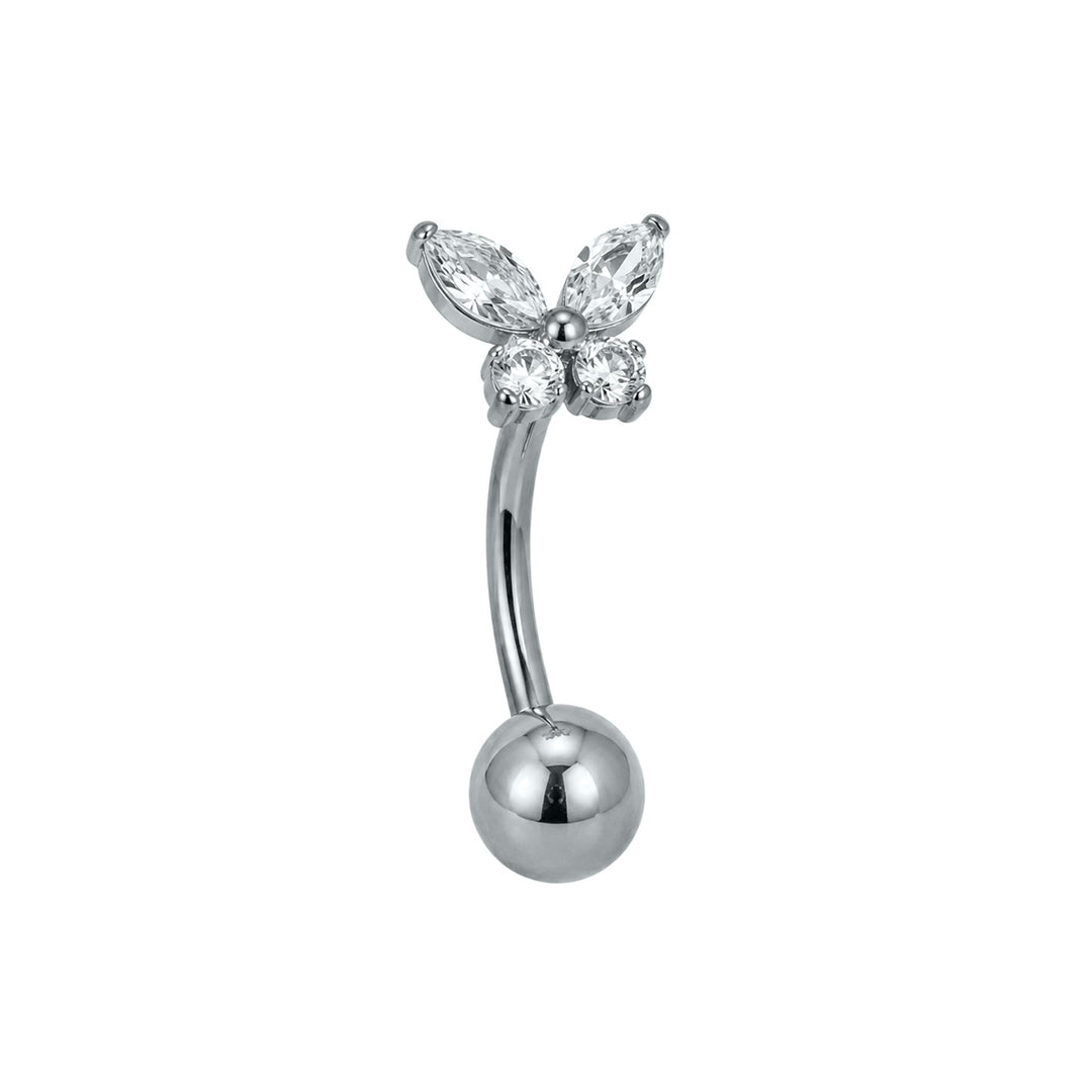 Titanium Floating Button Earring with Zirconia Butterfly (Titanium G23)